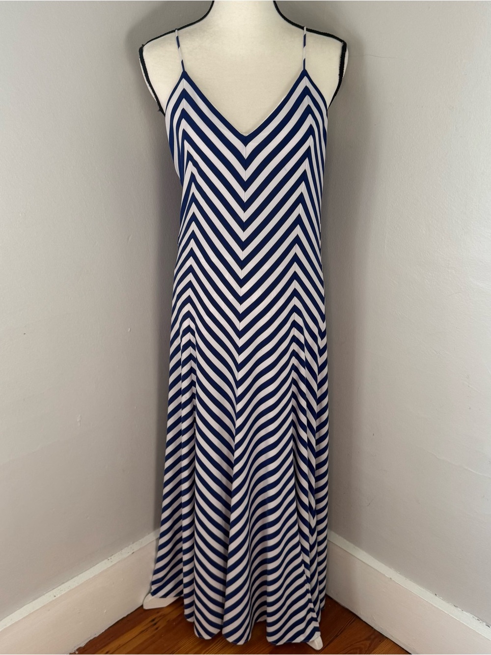 Polo Ralph Lauren Flattering Striped Maxi Dress Blue White Large